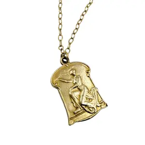 Art Nouveau 1934 Belgian Bronze Medal Necklace