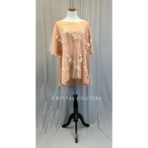 Peach Floral Mesh Dress