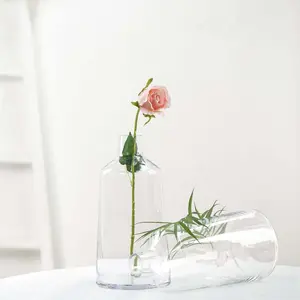 2-Pack Glass Bud Vases Tapered Neck 12" Clear - Decorative Floral Wedding Centerpieces