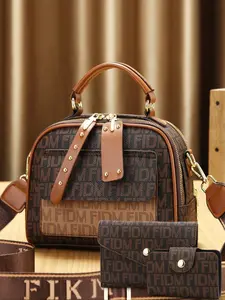 Women's Geometric Pattern Handbag Set, Casual Style Crossbody Bag, All-Season Fashion Accessory, Perfect for Daily Use & Travel