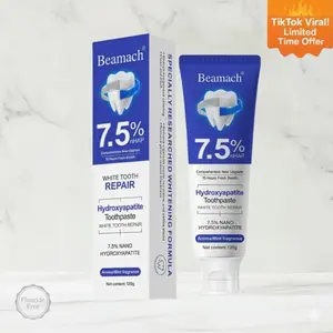 Beamach Hydroxyapatite Toothpaste nature paste Natural Stain-Removing bright white health breath brand club nonfluoride  whitening Vegan Antiplaque Toothpaste Teeth Stain Remover gentle mint Regular Fluoride Cavity Protection Oral care
