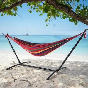 Simenmax Heavy Duty 2-Person Hammock with Steel Stand – Portable Outdoor Hammock for Garden, Yard, Camping, 450Lb Capacity, Red SIMENMAX