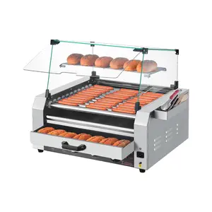 【DealsForYouDays】VEVOR 30-Hot Dog 11-Roller Electric Grill Cooker, 1950W Kitchen Appliances with Bun Warmer Cover, Kitchen Organization Solution, Father's Day Gift