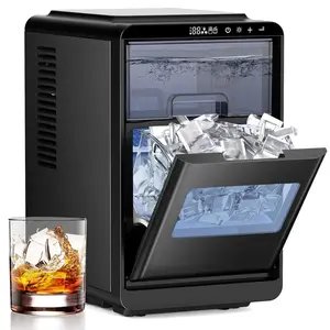 Crescent Ice Maker, Slow-Melting Countertop Ice Maker, 27 Lbs/24H, 16Pcs in 12-15Mins, Self-Cleaning, 24-Hour Timer, Portable Crystal Clear Ice Machine, 3000PCS Per Day, for Home/Office/Party, SummerWins