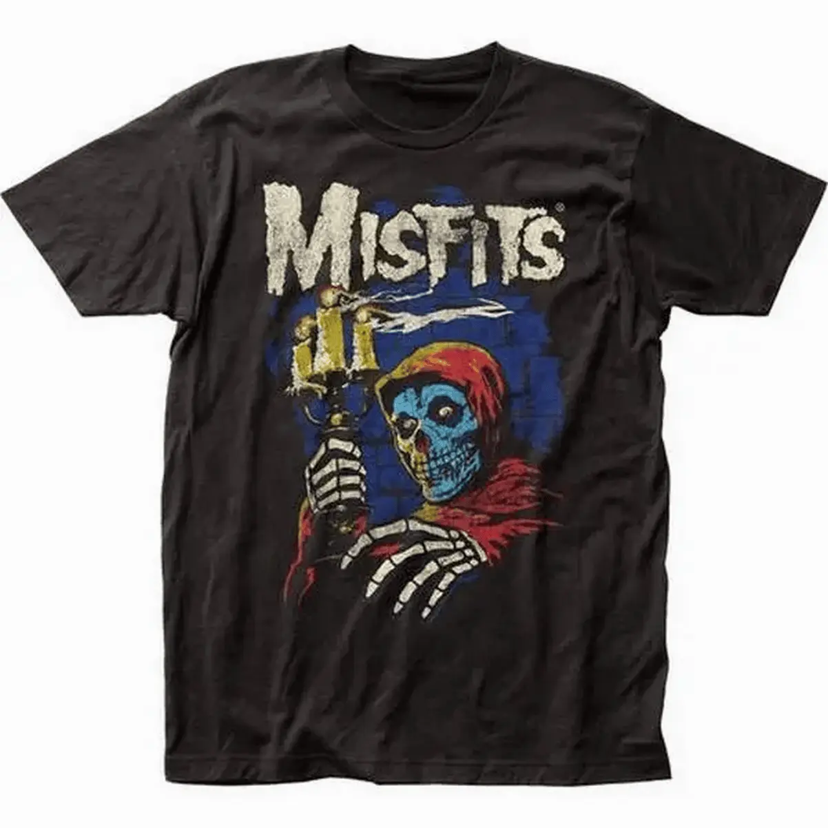 Men's Misfits Candelabra Graphic T-Shirt - Relaxed Fit, Classic Round Neck Short-Sleeve Cotton Top, Rock N Roll Punk Vintage Streetwear Fan Gift, Shortsleeve, Menswear, Tee