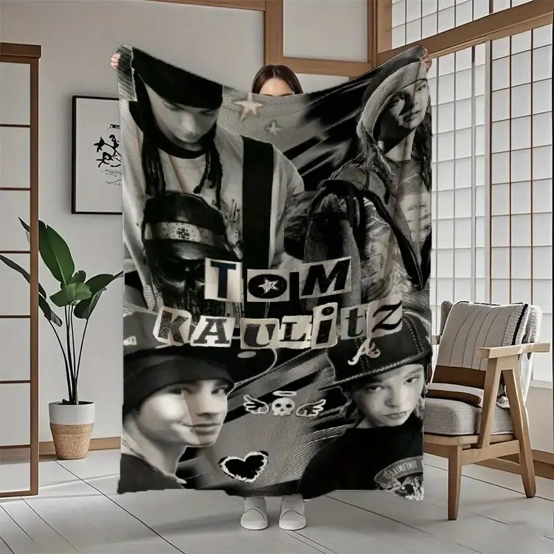 Thom Kaulitz patterned flannel blanket - all-season soft and warm, perfect for sofas, beds and offices, ideal as a gift