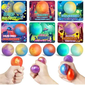 24Pack Valentine Day Greeting Cards for Kids Exchange,Valentine Day Gifts Bulk, Valentines Cards Exchange for School Classroom, Cards with Slime Ball Kit, Valentine Party Favor