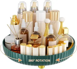 Bathroom Organizers and Storage,Rotating Makeup Organizer Tray for Perfume,Skincare,Cosmetics and Bathroom Storage,Lazy Susan Organizer,Big Deep Green