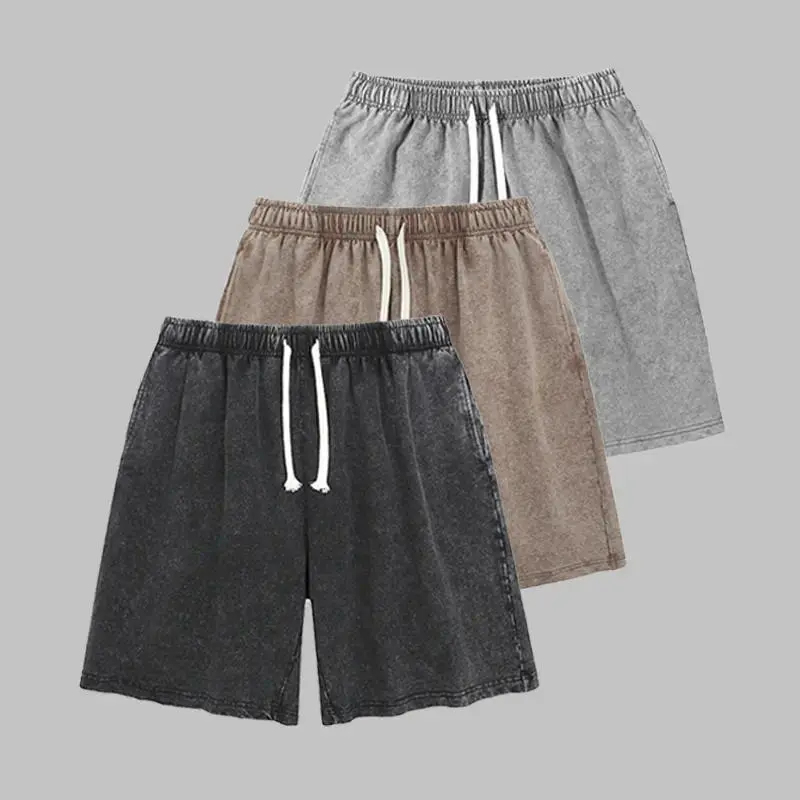 1/3 Pack 260G Mens Shorts Athletic Vintage Short Acid Washed Shorts Cotton Heavyweight Elastic Waist Streetwear Athletic Sweat Shorts Acid Washed Cotton Elastic Waist Drawstring Gym Workout Jogger Pants with Pocketsr