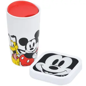 Mickey & Friends Mug Warmer by Select Brands with 16oz Ceramic Mug, Portable Electric Glass Warming Plate with Mickey Face Keeps Beverages Warm, 18W