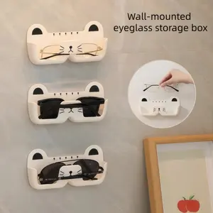 Wall Mounted Glasses Storage Box, 6 Counts Punch Free Glasses Holder, Multifunctional Display Storage Rack for Home Office, Home Organizer