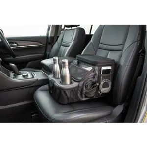 Auto Drive Car Console Organizer with Dual Cup Holders — Black