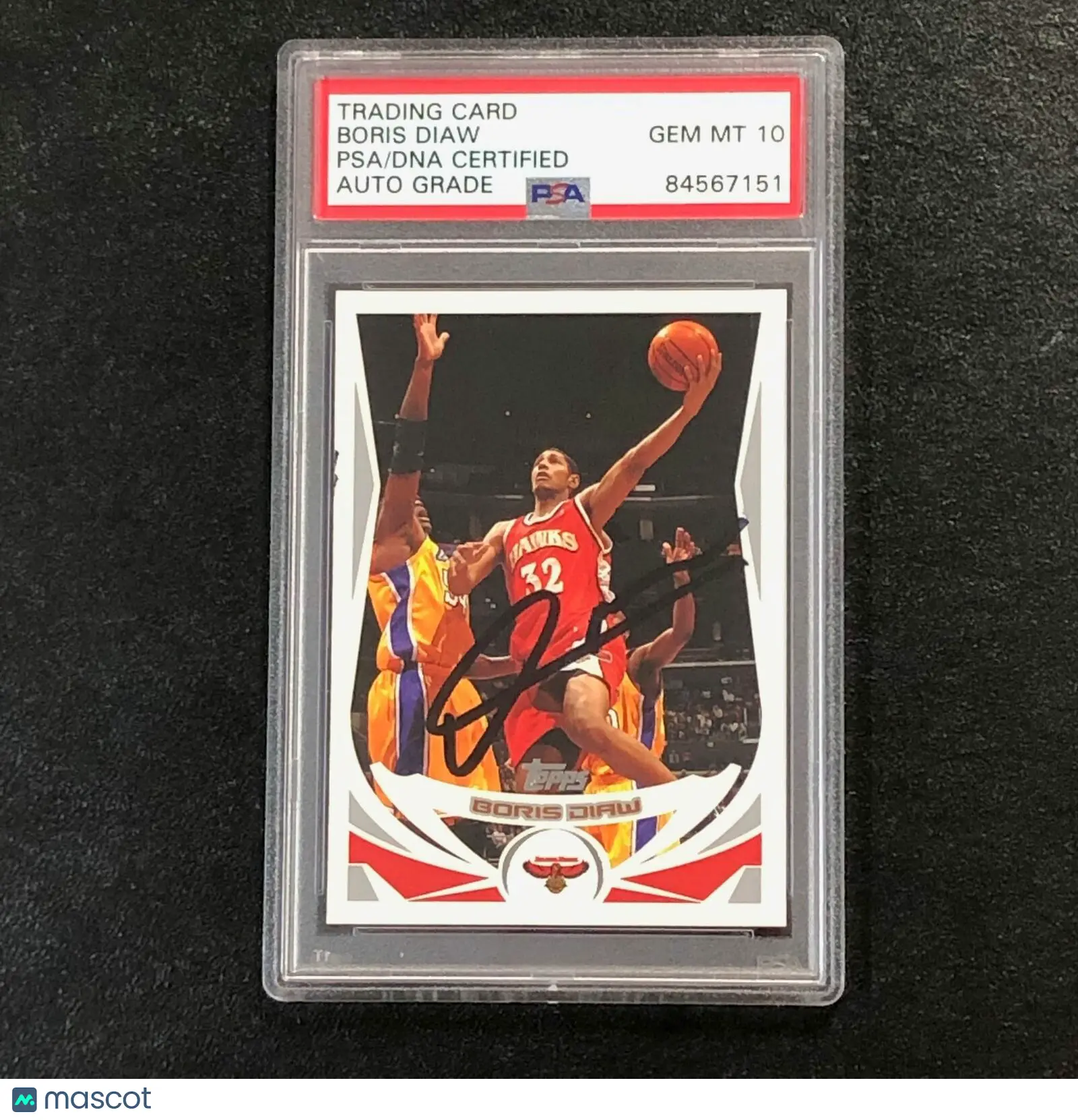 2004 NBA Topps #65 Boris Diaw Signed Card Auto PSA Slabbed Hawks