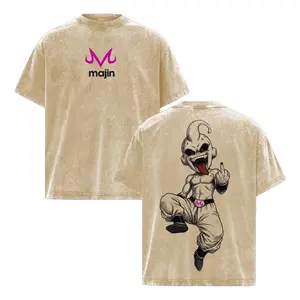 DBZ Majin Buu Double-Sided Oversized Washed T-Shirt - Premium Heavyweight Cotton Unisex Anime Manga Streetwear, Ultimate Gift for Dragon Ball Fans