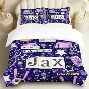 3PCS Duvet Cover Set, 1 Duvet+2 Pillowcases(Without filler), Dreamer Star Galaxy Night Sky theme, Christmas bedding set, Purple Dream Star Cozy Suitable for decoration bedroom, dormitory, apartment, guest room.