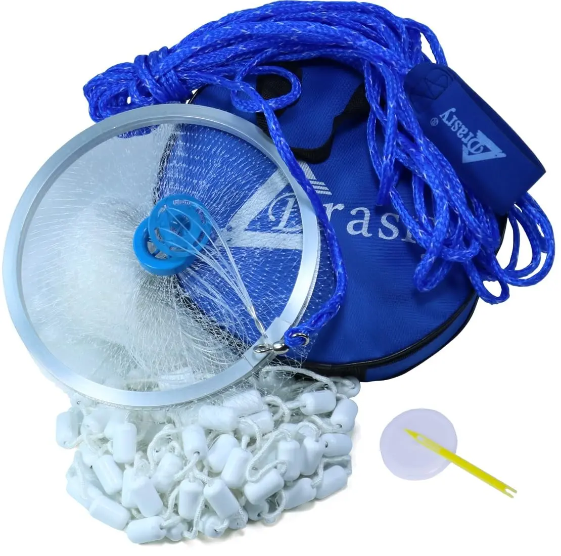Drasry Fishing Cast Net Aluminum Ring 3/8 Or 1/2 Mesh For Saltwater Freshwater