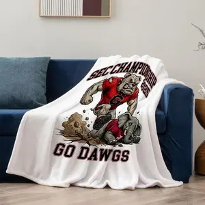 Bulldogs SEC Championship 2025 Throw Blanket | Go Dawgs Football Fan Gift | UGA Mascot Sports Blanket
