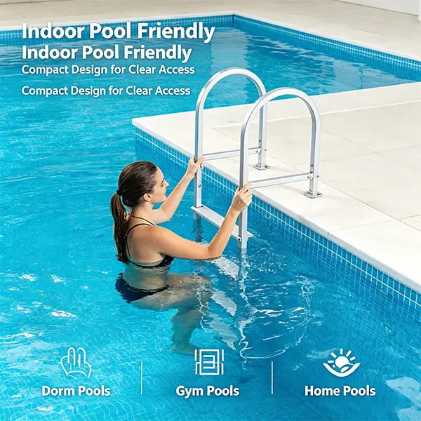 4 Steps Removable Dock Ladder, Aluminum Alloy Pontoon Boat Swim Ladder with Non-Slip Wide Steps, Quick Release Marine Boarding Ladder Supports 500 LBS for Lake Pool Boat