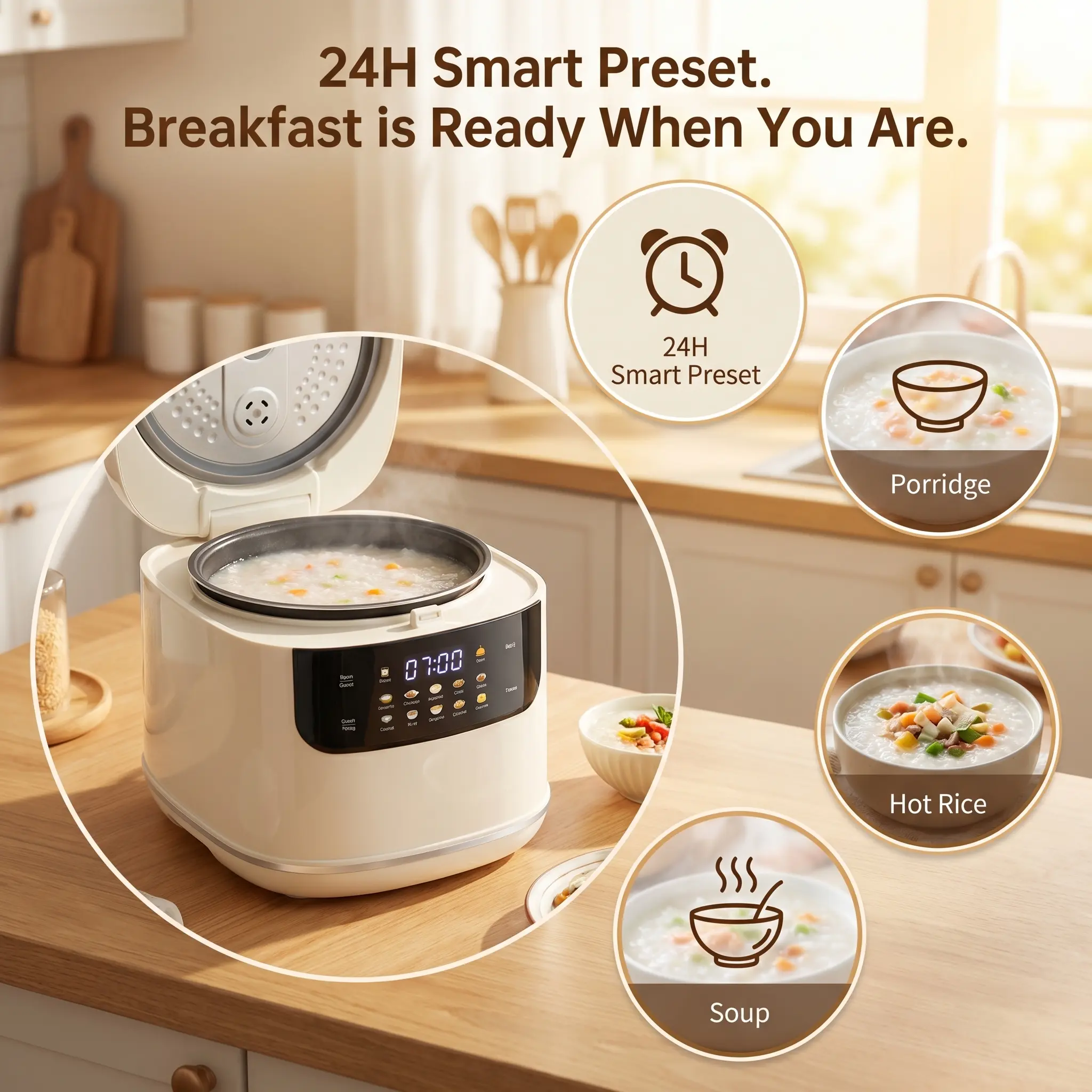 10-in-1 Multi-Function Rice & Pressure Cooker, 4-Cup Uncooked (8-Cup Cooked) 2L Compact Size with Keep Warm, Delay Timer, 12 Presets for Rice, Soup, Oatmeal, Rice & Pressure Cookers