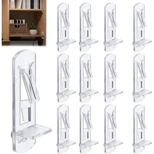 20PCS 5mm Clear Plastic Locking Shelf Support Pegs Self-Locking Shelf Pins Cabinet Shelf Clips Bracket Clips for Kitchen Fit 3/4" Thick Shelves