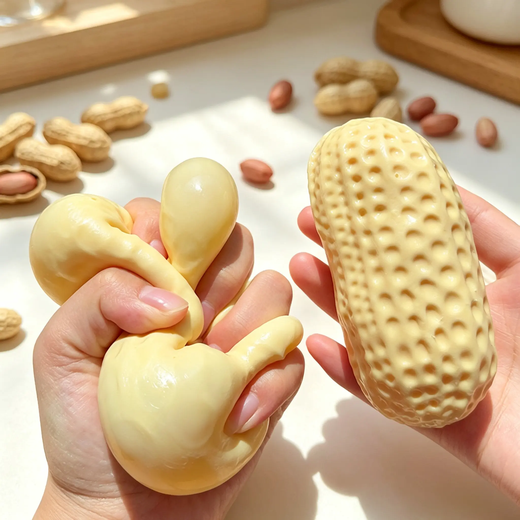 Vaseline Nut Squishy Soft & Strechable Food Fidget Toy Handmade Stress Ball