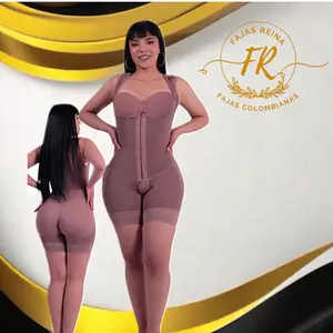 Fajas Reina Media Leg Silhouette Defining Compression Faja with Three Frontal & Shoulder Clips for Post-Op Recovery Comfort Tummy Control Suit
