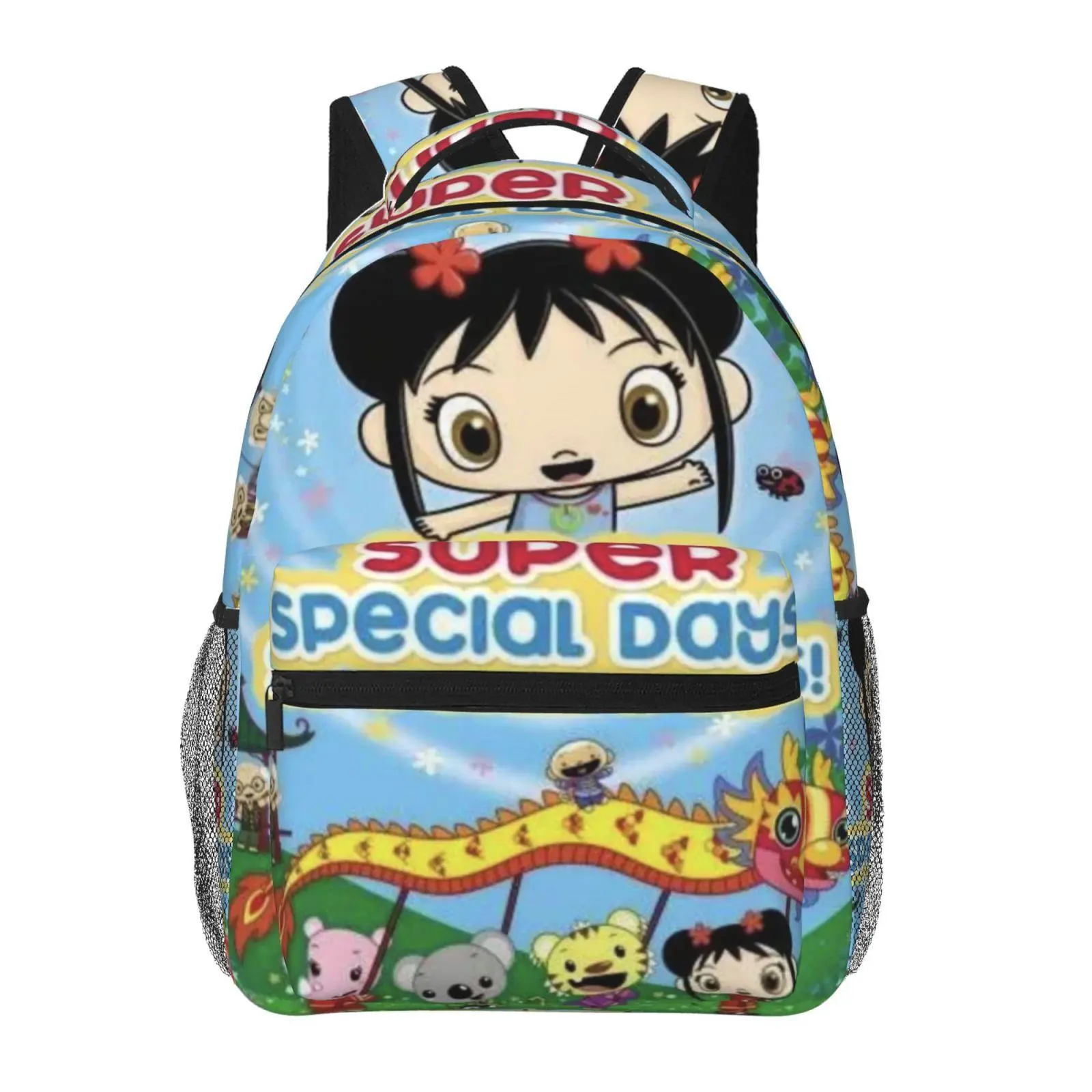 Cool Kids Ni Hao, Kai-Lan backpacks for school—large capacity, all-over print; Ni Hao, Kai-Lan laptop daypacks for daily campus use—durable, lightweight; Ni Hao, Kai-Lan school bags for teens and students