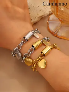 Elegant Classic Fashion Chain Bracelet, Link Bracelet, Stainless Steel Niche Design, Casual Style for Daily Wear, All Seasons Accessory, Stainless Steel Bangle