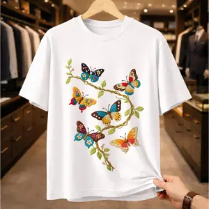 Vintage Butterfly Embroidered Graphic T-Shirt| Boho Floral Butterfly Tee| Cottagecore Aesthetic Nature Shirt| Folk Art Butterfly Gift for Her soft cotton,summervibes