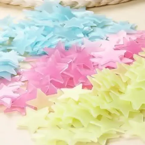 2 Pcs Colorful Glow in The Dark Stars Stickers for Ceiling Luminous Plastic Wall Decals 3D Starry Sky Murals Bedroom Home Decorations Night Light DIY Wall Art Room Ceiling Decor