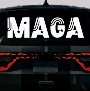 LARGE MAGA with Flag, Trump rear window vinyl window decal sticker.