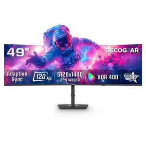 Deco Gear 49” Curved Ultrawide Dual-QHD Monitor, 5120 × 1440 Resolution, 120Hz, 1ms, USB-C 65W Power Delivery, Built-In KVM Switch, HDR, Adaptive Sync