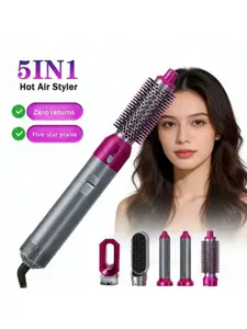 5-in-1 Hot Air Styler Upgraded with Strong Suction, Ion Technology, 30MM-40MM Attachments, Multi-Functional Hair Dryer Head Changer for Straightening-Curling, Women's Holiday Gift for Home & Travel Use
