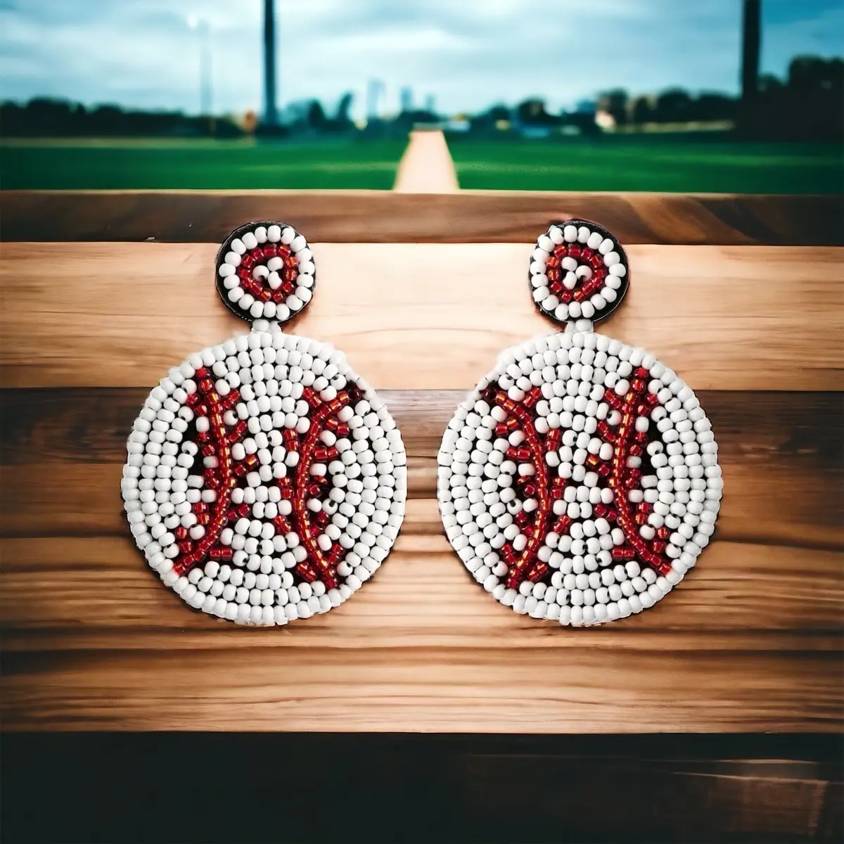 New Dangle Beaded baseball sports earrings