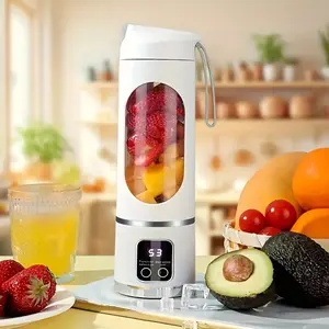 Portable Juicer, USB Rechargeable Juice Extractor Cup with LED Display, Fruit Juicer, Vegetable Juicer, Suitable for Outdoor Carrying Use, BPA Free Eco-friendly Juicer Machine, Travel Mate and Kitchen Gadgets, Valentine's Day Gifts for Adults