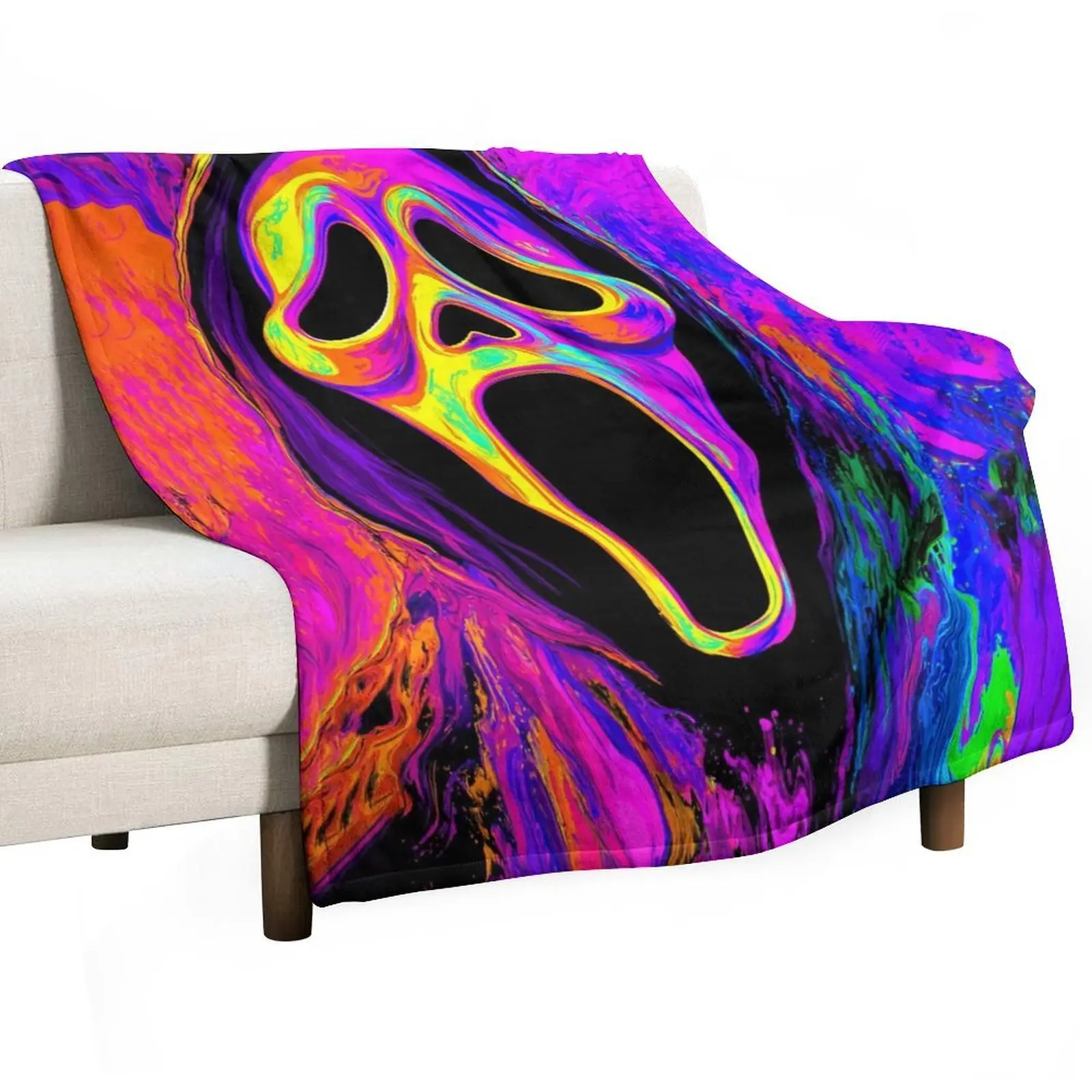 Scream Ghost Face Thermal Blanket Cozy Lightweight for All Season Horror Movie Character Flannel Blanket Room Decor,All Season Bedding Room for Christmas Birthdas Gift