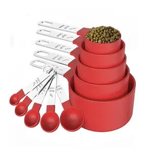 Kitchen Utensils Set 10-Piece, Stackable Stainless Steel Measuring Cups, Measuring Spoon, Ideal for Dry & Liquid Ingredients Measurement