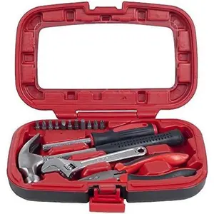 15-Piece Tool Set - Household Tool Kit with Hammer, Multi-Bit Screwdriver Set, Pliers, Wrench- Tools and Equipment for DIY Projects by  (Red)