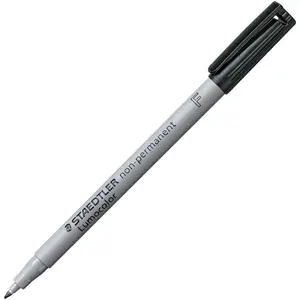 Staedtler Lumocolor Fine Point Waterbased Marker - Fine Marker Point - Black Water Based Ink - Black Polypropylene Barrel - 10 / Box