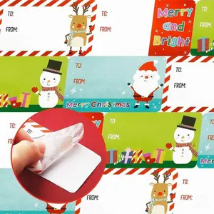 Christmas Gift Wrapping Sticker Label, 200pcs/roll Cartoon Non-adhesive Gift Wrapping Sticker, Festive & Party Supplies for Christmas