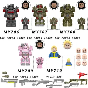 2026 new  BoS Game T60 Power Armor Army Officers Soldiers Figure Machine gun Model Building Blocks Kids Toys Gifts Boys Girls Juguetes