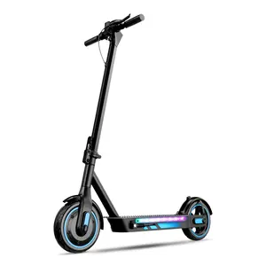 Neon RGB Side Light Folding Commuter Scooter, 600W Motor, 10” Vacuum Big Tires, 36V 15Ah Lithium Battery, 25-45KMH Adjustable Speed, Dual Brake Protection, New Screen Display, Long Battery Life, Black