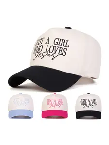 Women's Embroidered Just a Girl Who Loves Jesus Graphic Trucker Hat, Stylish Religious Theme Cap, Comfortable & Versatile, Perfect Gift
