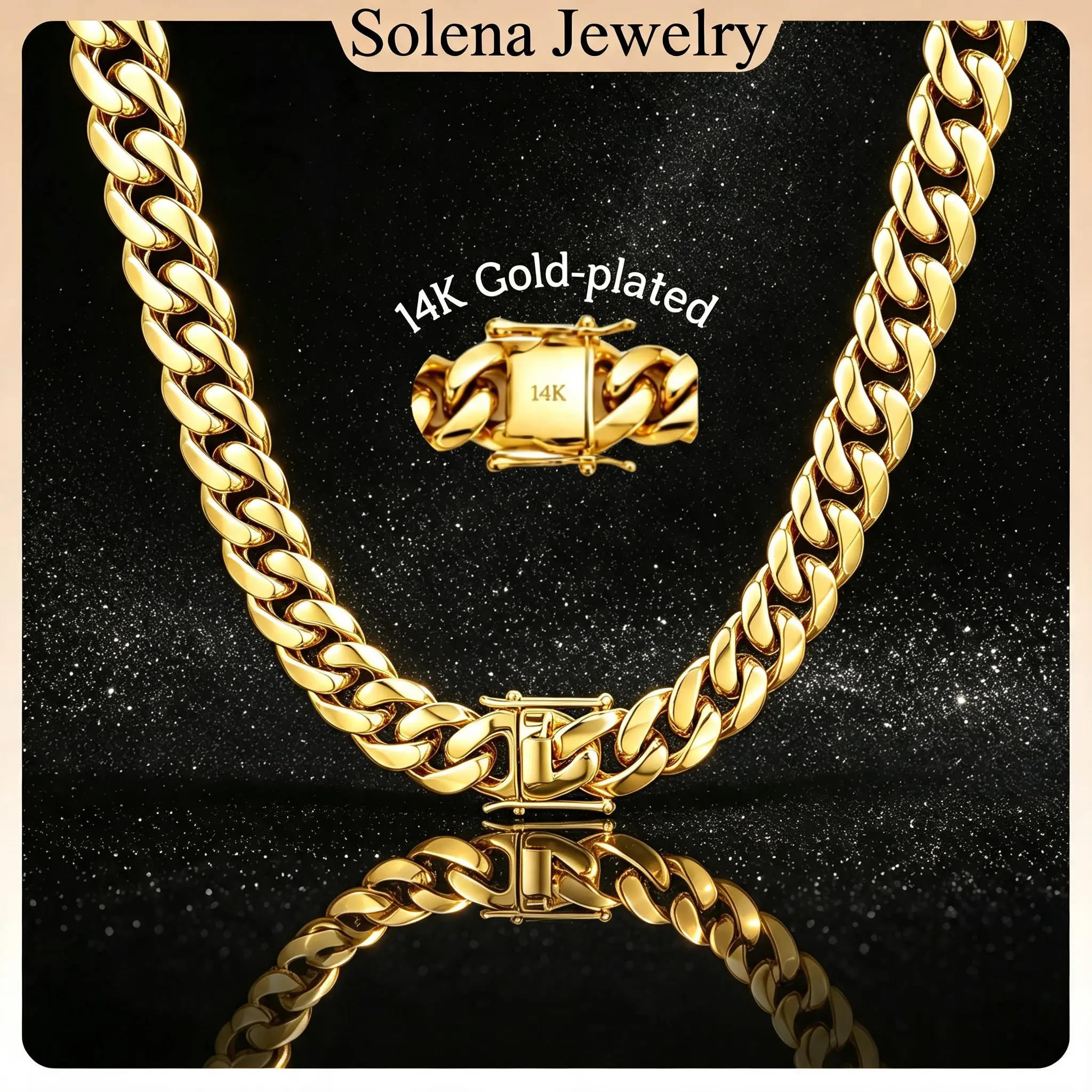 14K Gold Plated Heavy Cuban Link Chain Necklace for Men, Miami Cuban Hip Hop Jewelry, Thick Chunky Gold Chain Waterproof Sweatproof Anti-Tarnish Streetwear Necklace,8/12/16/20mm Width, Trendy Gift for Him