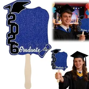 12/24 Pack Class of 2026 Graduation Fans with Handle Double Sided Grad Photo Props for Keepsake Gifts Graduation Party Supplies