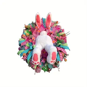 Plastic Easter Tree Decoration, No Power Required, Indoor & Outdoor Hanging Wreath, Artificial Flower Wreath, Spring Seasonal Display, Perfect for Easter Decorations
