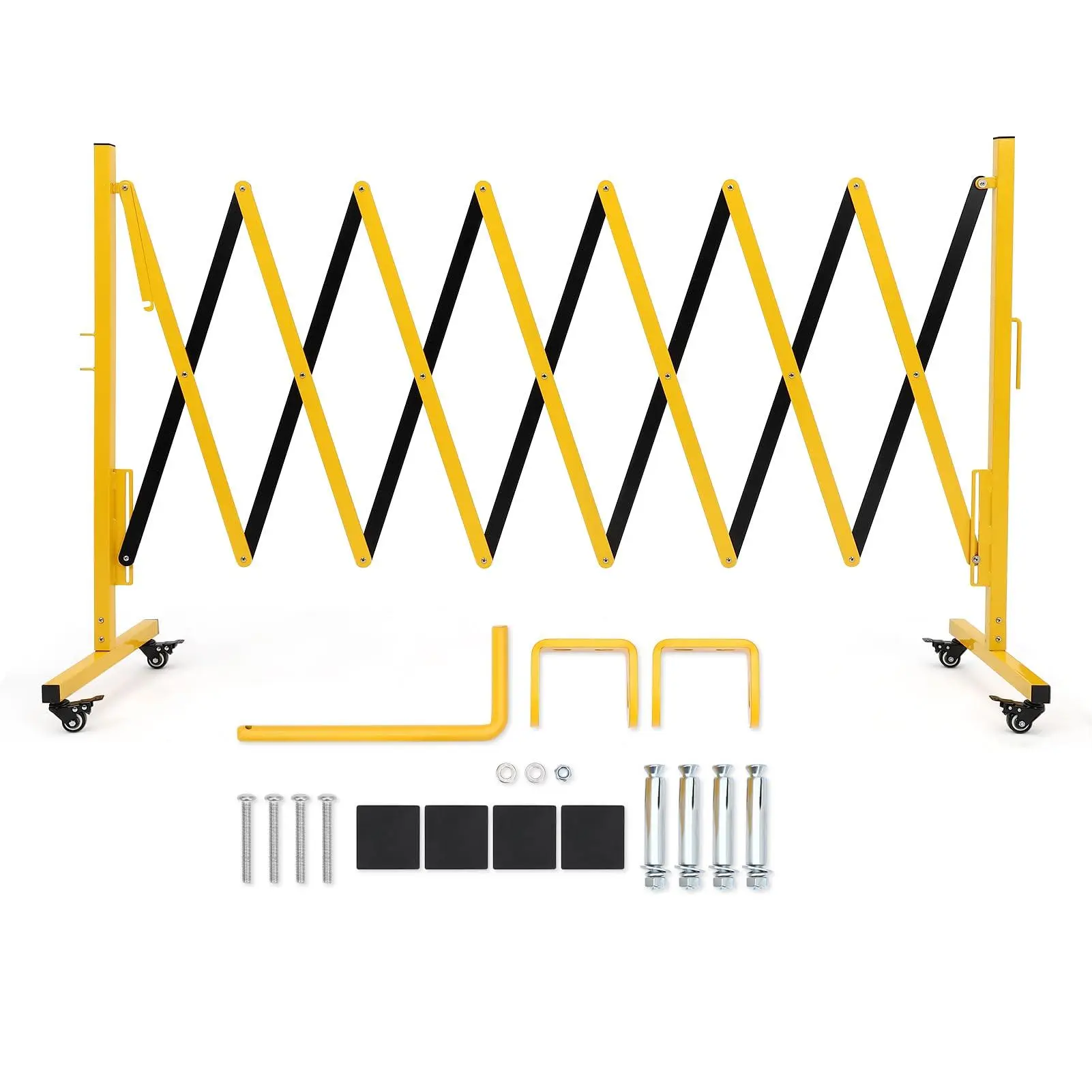 11ft Industrial Expandable Metal Barricade, Portable Traffic Safety Barrier Gate with Wheels, Heavy-Duty Fence for Construction, Traffic Control, Blocks Vehicle and Crowd Impacts (Expands 1.5ft-11ft), 1.5Ft To 11Ft
