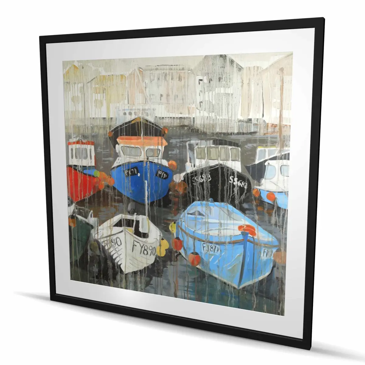 Begin Home Decor C1FM4848SU6M0A 48 x 48 in. Color Fading Rain At the Port - Coastal Classic Framed Print Wall Art