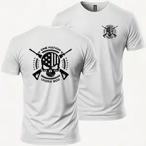 One Nation Under God Graphic T-Shirt -100% Combed Ringspun Cotton,Lightweight,Casual, Crew Neck, ScreenPrinted, Man Soft Tshirt