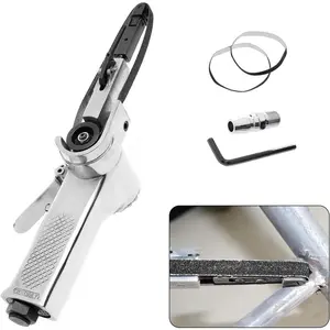 Mini Air Belt Sander for Woodworking Metal Working 3\/8 Inch Handheld Angle Grinder Industrial Pneumatic Tool with 3 Belts 60\/80\/100 Grit